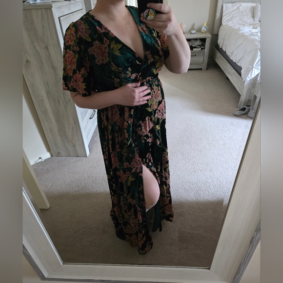 Baltic born Uma velvet maxi dress green floral Large - Picture 8 of 12